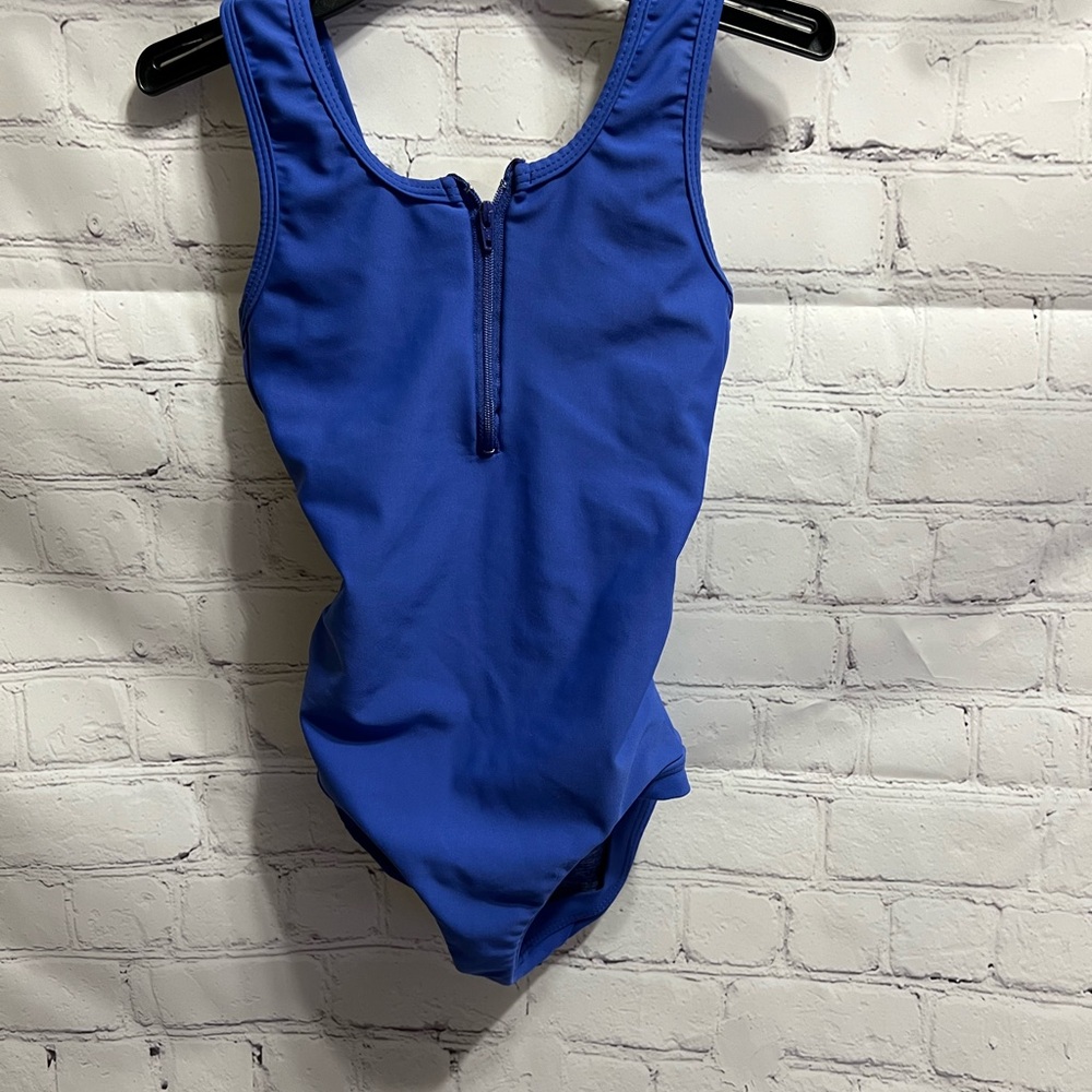 FIVE Dancewear leotard YL zipper front blue